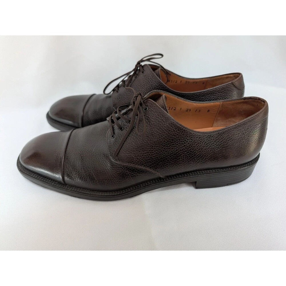 SALVATORE FERRAGAMO Mens Size 13D Brown Pebble Grain Leather Derby Shoes US
